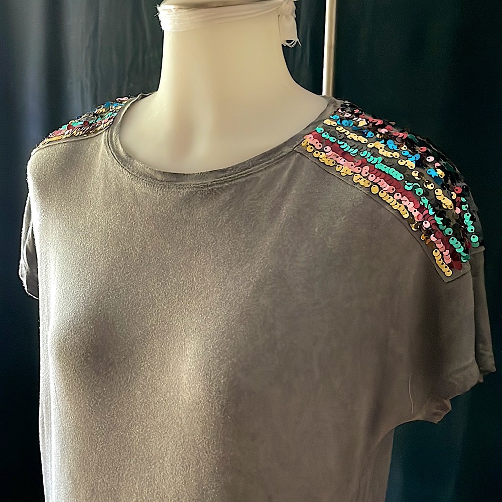 Sequined Sleeve Tee Shirt